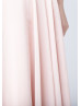 Beaded Blush Pink Chiffon Cutout Back Flowy Prom Dress